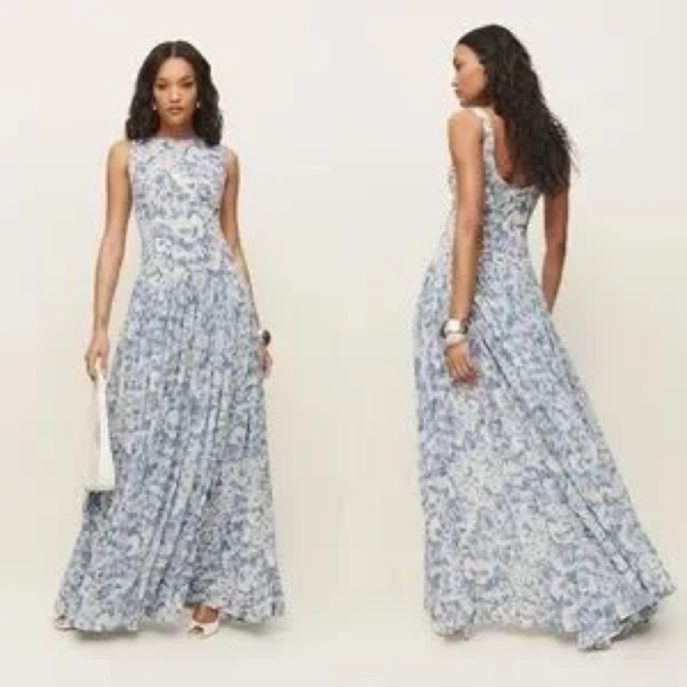 Reformation Camella Larkspur Maxi Floral Dress 8